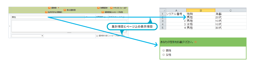 選択肢だけに項目を入力した場合